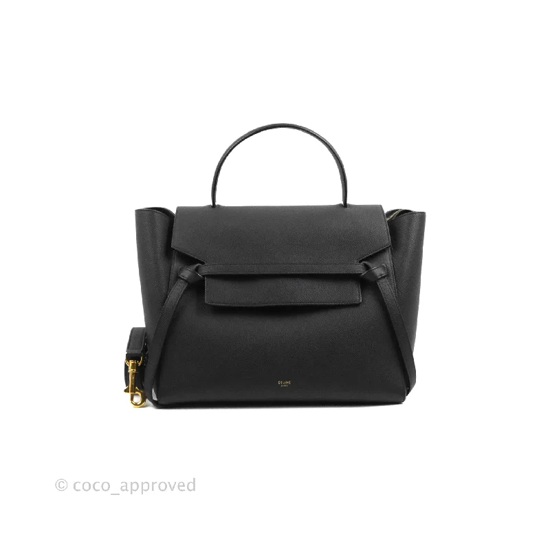 Celine Mini Belt Bag Black Grained Calfskin Gold Hardware