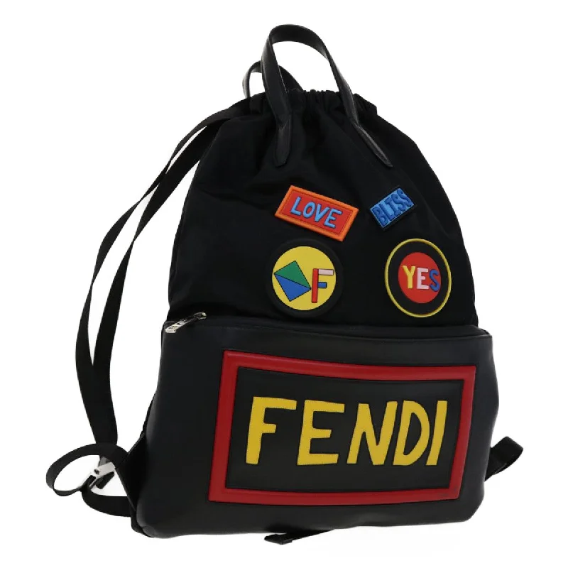 FENDI Backpack Nylon Leather Black Multicolor  ar7157A