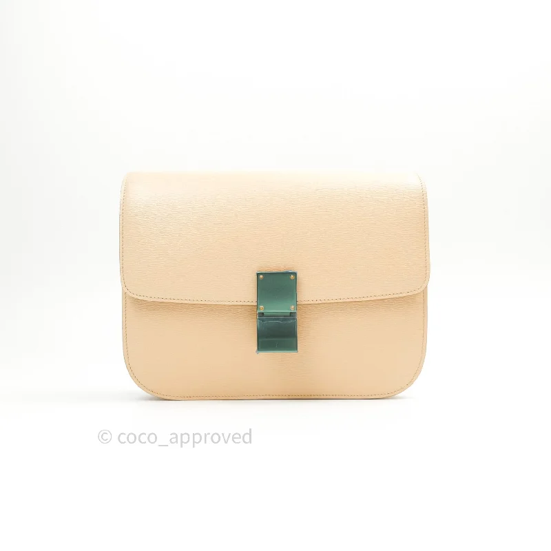 Celine Box Beige Liege Leather Medium Classic Box Gold Hardware