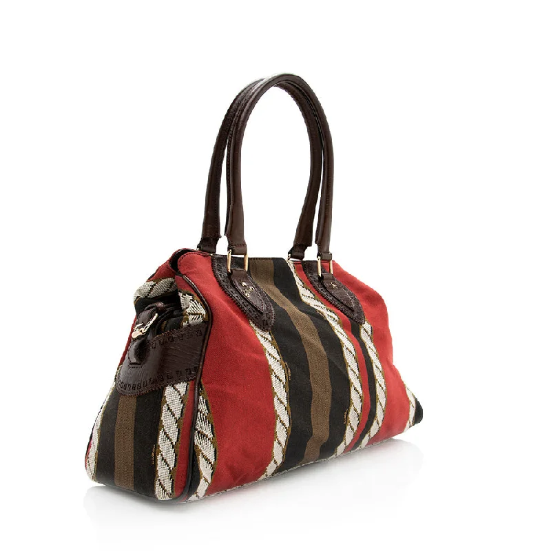 Fendi Vintage Embroidered Canvas Du Jour Tote (SHF-20442)