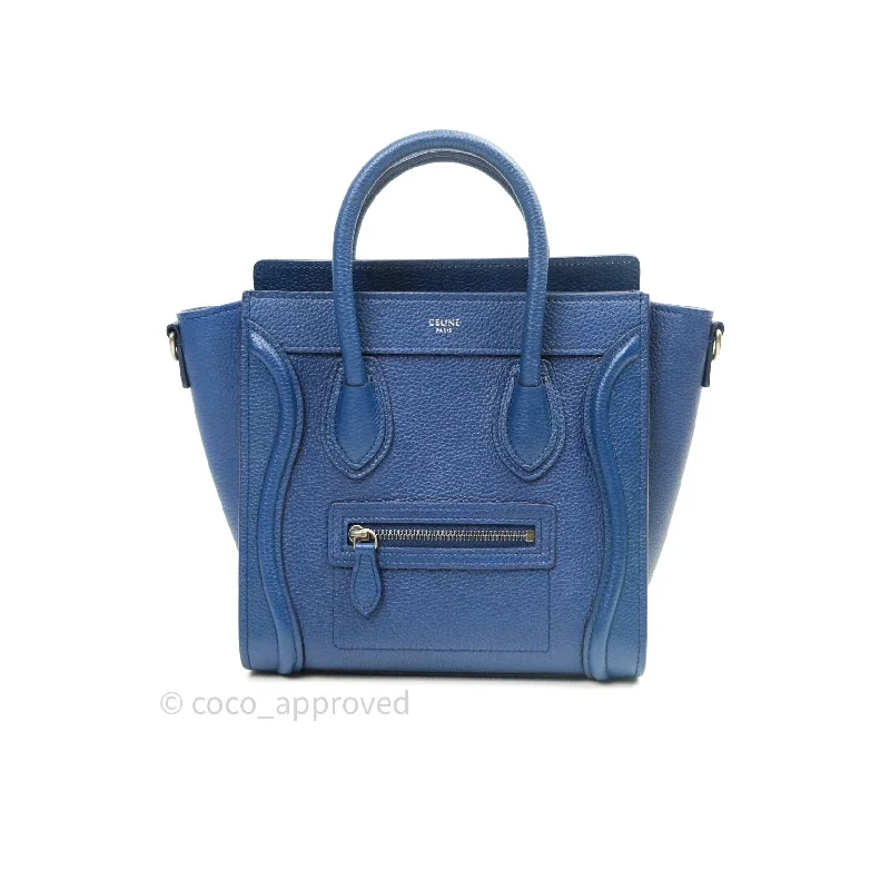 Celine Nano Luggage in Dark Indigo Drummed Calfskin