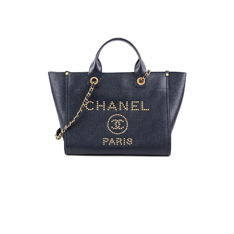 Chanel Deauville Small Caviar Tote Navy