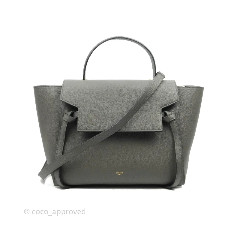 Celine Mini Belt Bag Grey Grained Calfskin Gold Hardware