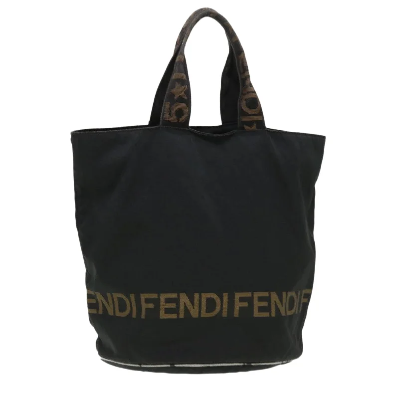 FENDI Hand Bag Nylon Brown Black  yb047