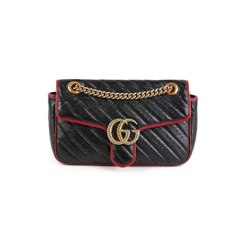 Gucci Small Marmont Red/Black Shoulder Bag