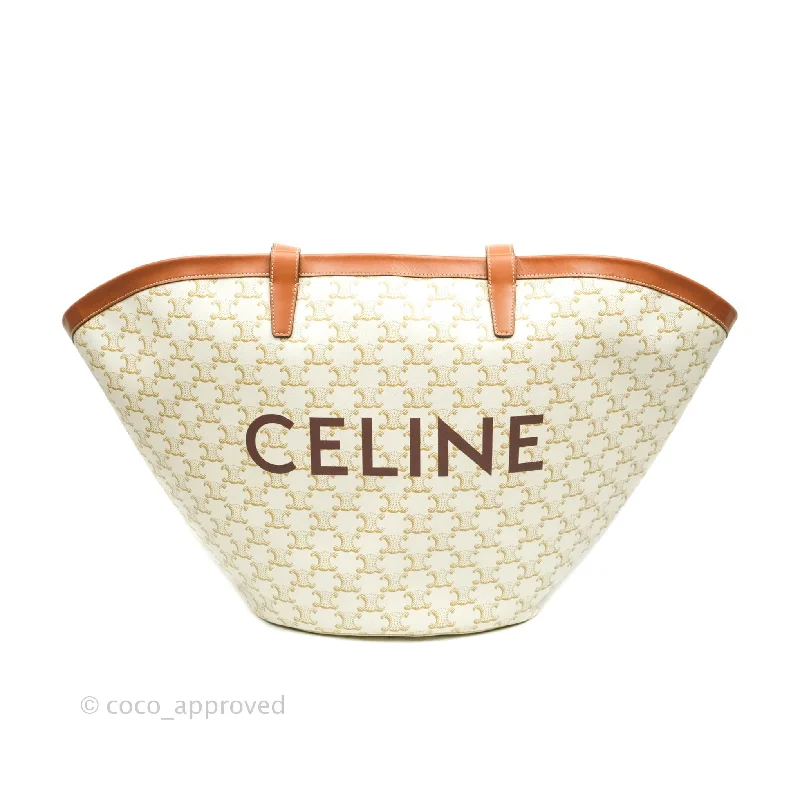 Celine Large Couffin Tote Triomphe Canvas Celine Print White