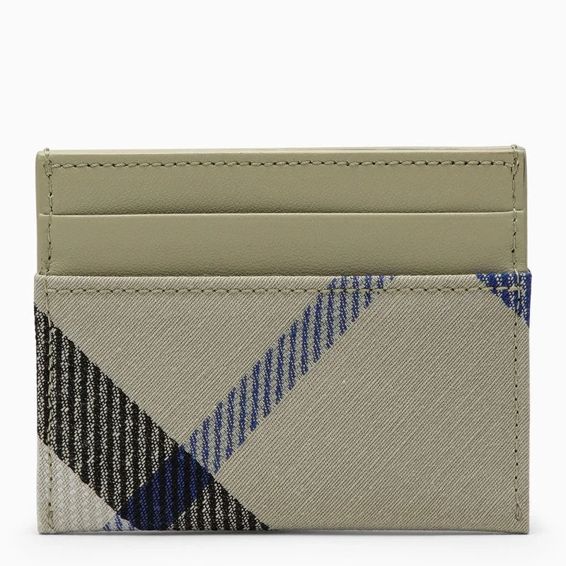 Burberry Check Greige Credit Card Holder Women