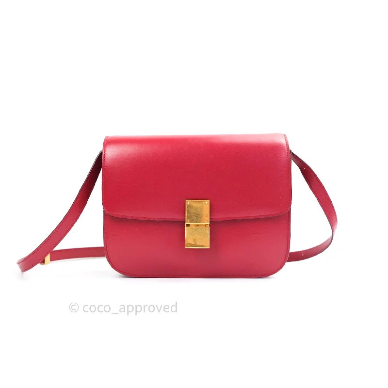 Celine Box Calfskin Medium Classic Box Flap Red