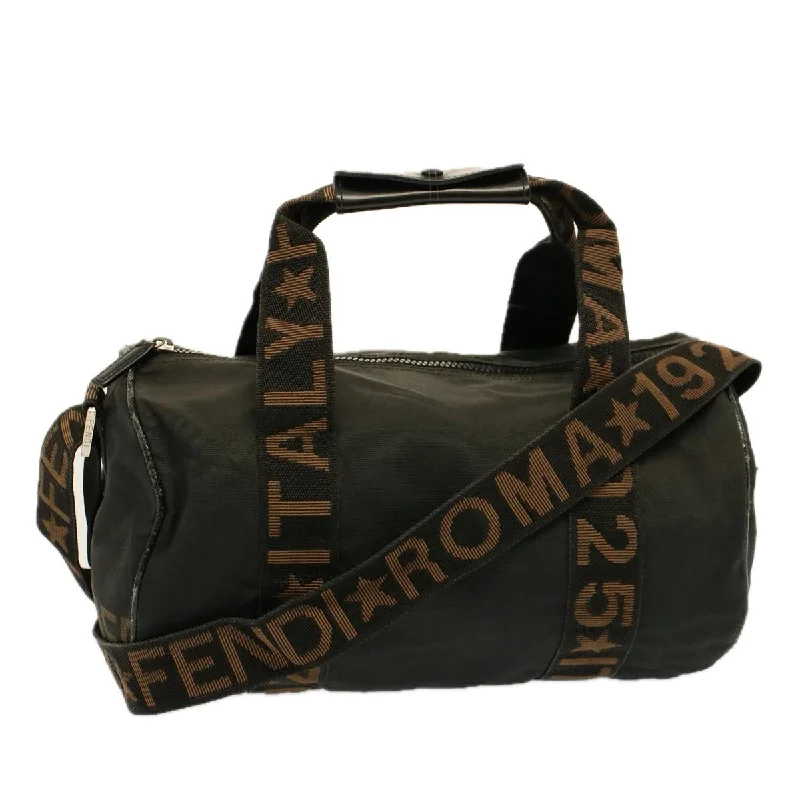 FENDI Boston Bag Nylon 2way Brown Black  bs8911