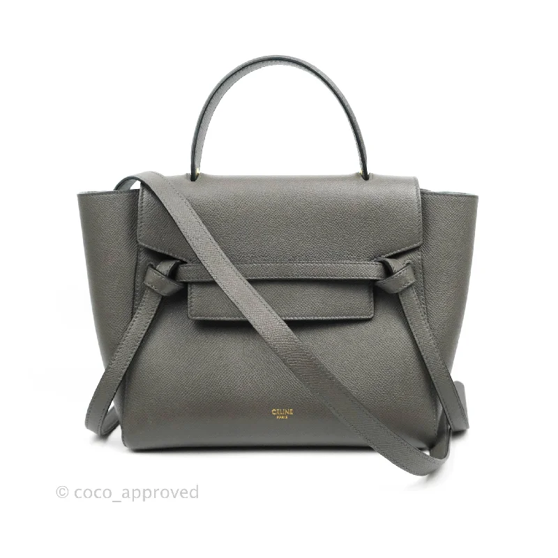 Celine Micro Belt Bag Grey Grained Calfskin Gold Hardware