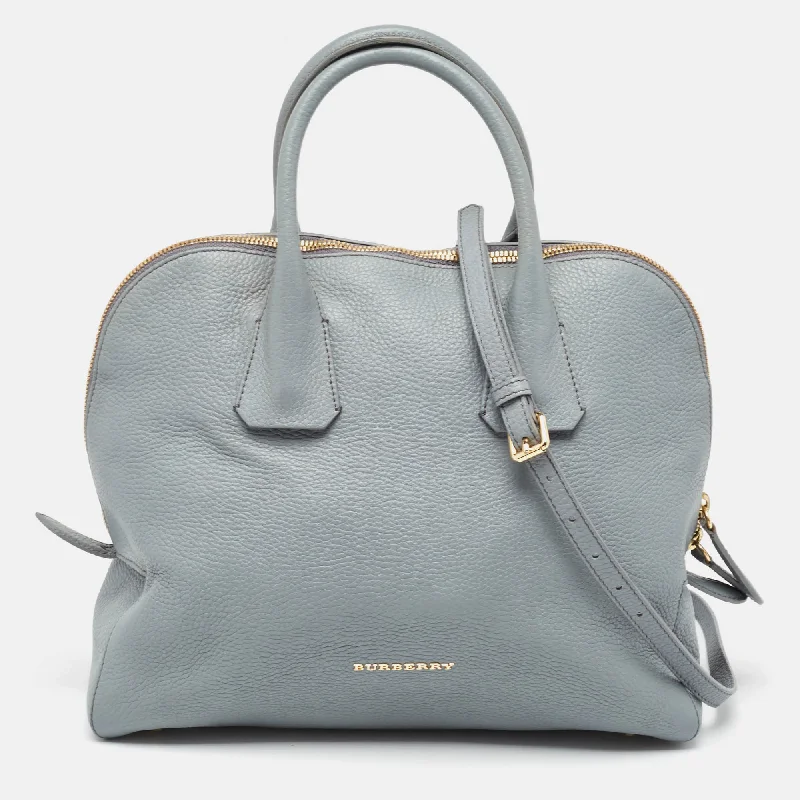 BURBERRY Light Blue Leather Greenwood Satchel