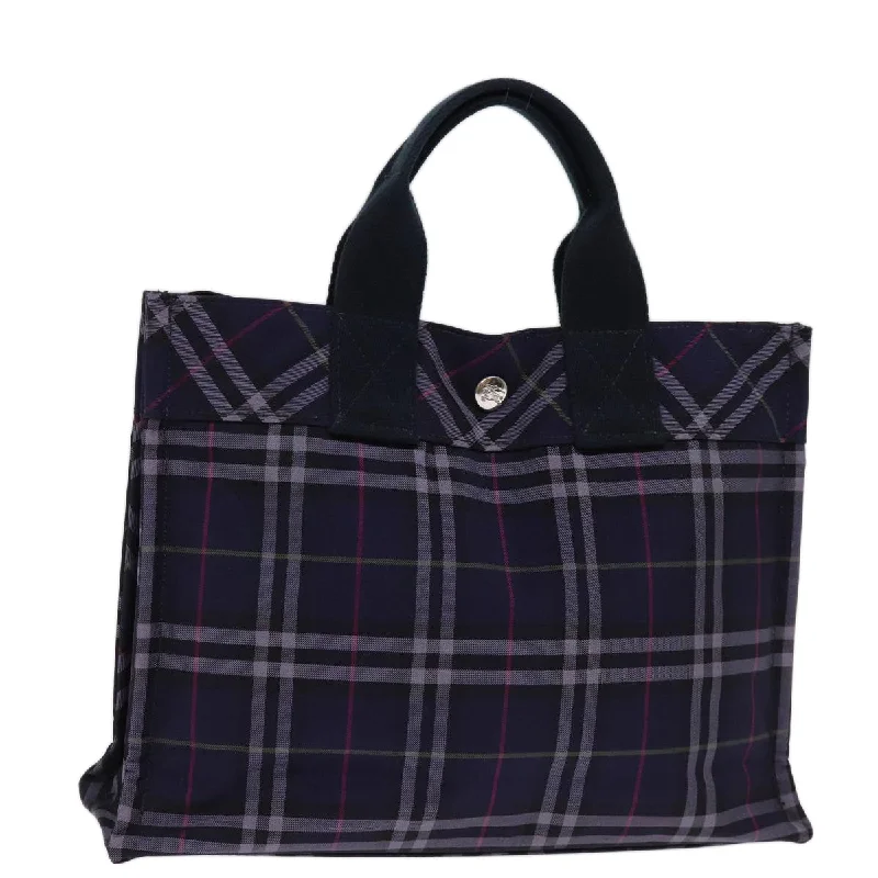 BURBERRY Nova Check Blue Label Hand Bag Nylon Navy Auth kk237