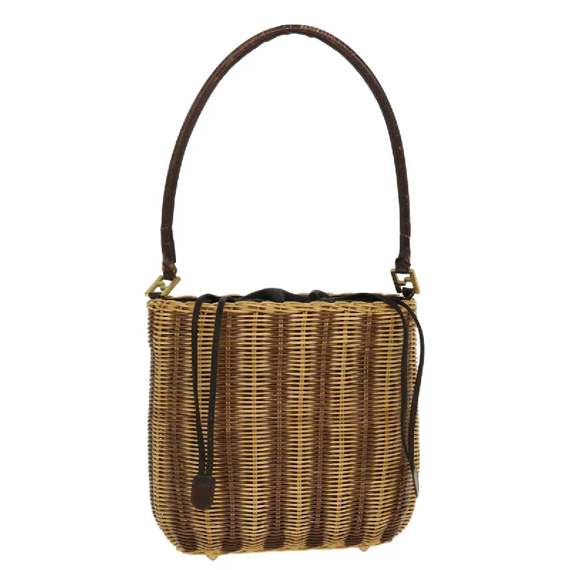 FENDI Basket Shoulder Bag Wood Brown  ar9157